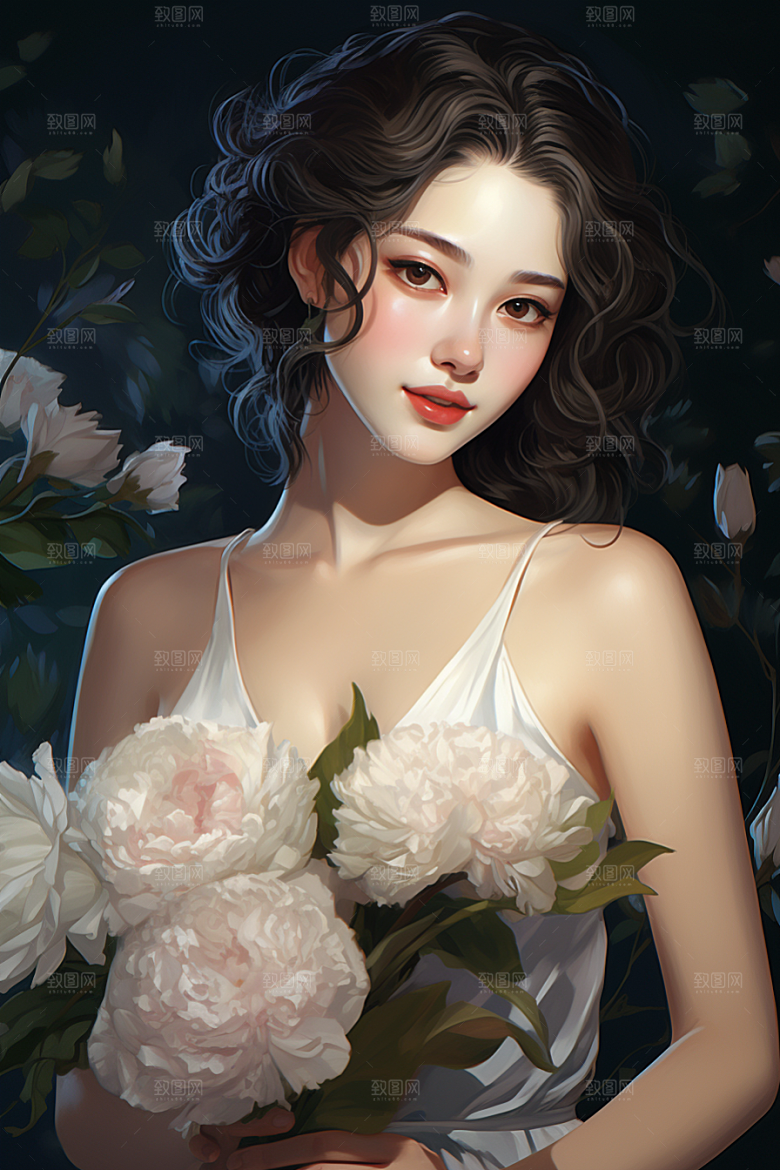 卡通婚纱婚礼新娘插画