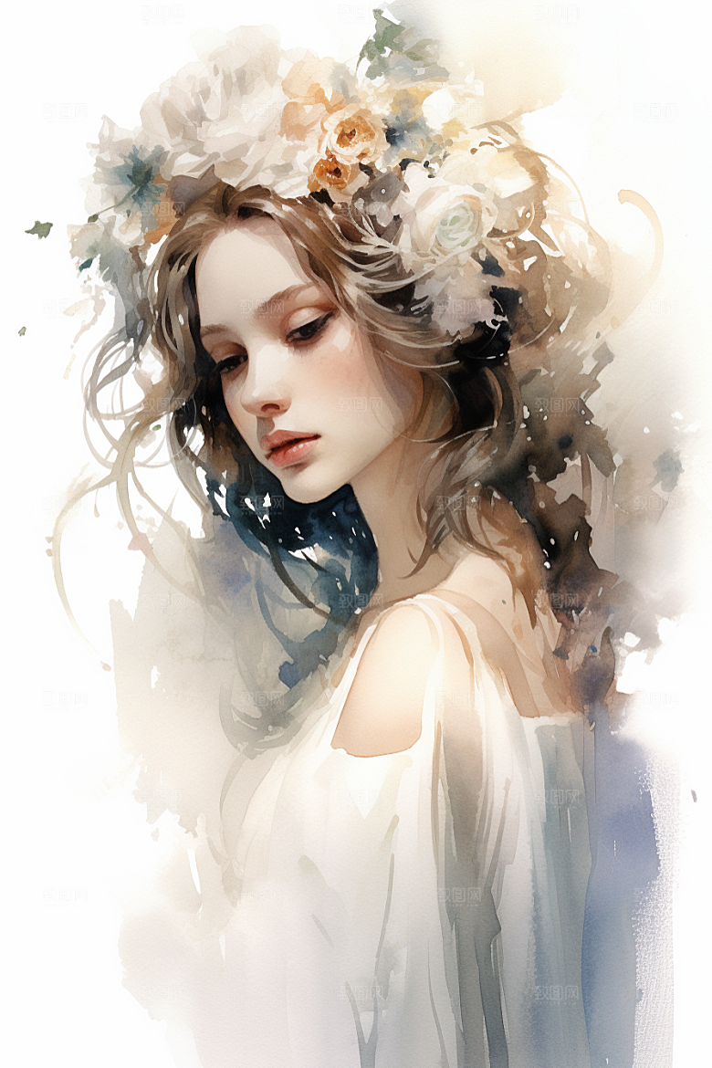 卡通婚纱婚礼纯洁插画
