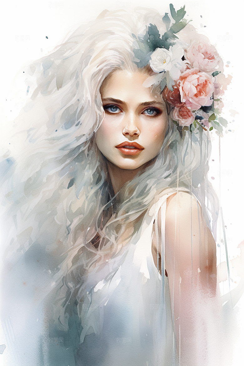 卡通婚纱婚礼浪漫插画