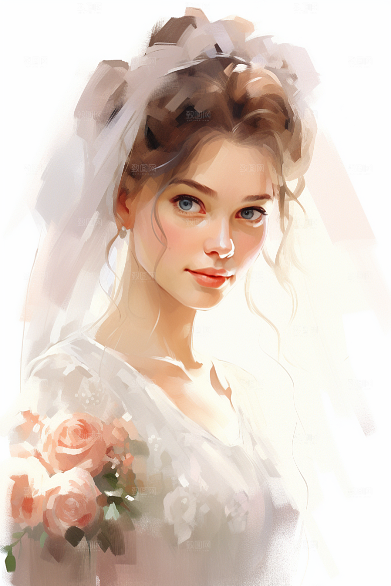 卡通婚纱纯洁结婚插画
