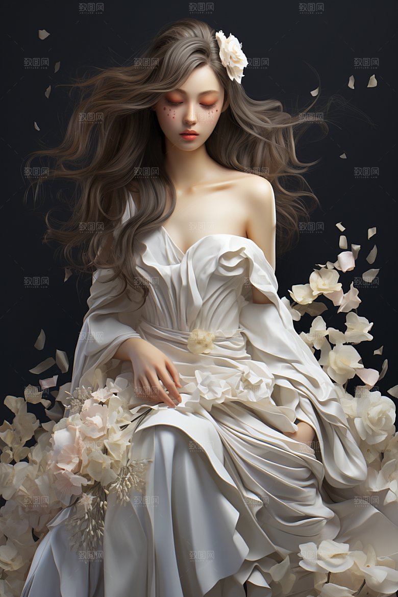 卡通婚纱结婚二次元插画