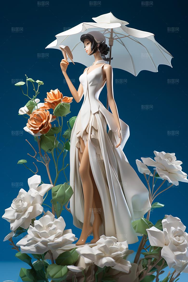 卡通婚纱新娘纯洁插画