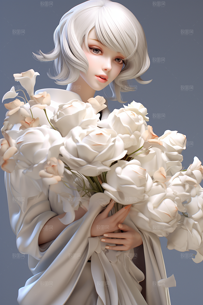 卡通婚纱唯美婚礼插画
