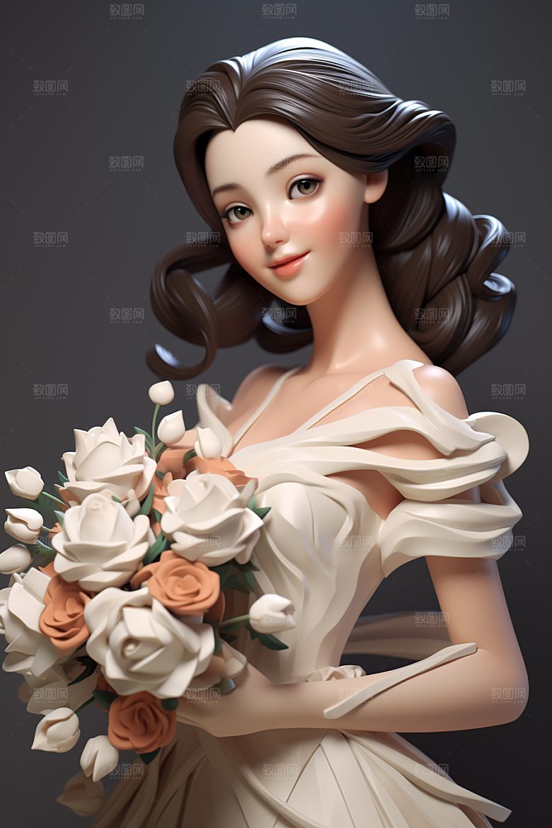 卡通婚纱圣洁纯洁插画