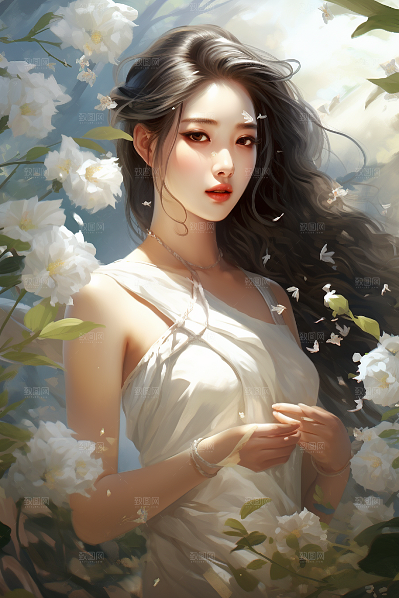 卡通婚纱二次元浪漫插画