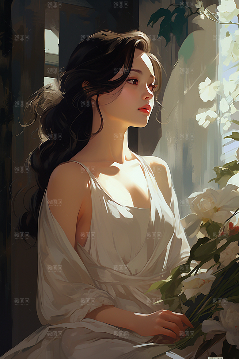 卡通婚纱婚礼结婚插画