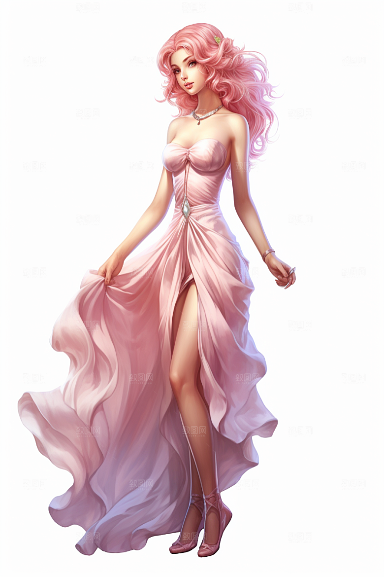 卡通婚纱圣洁婚礼插画