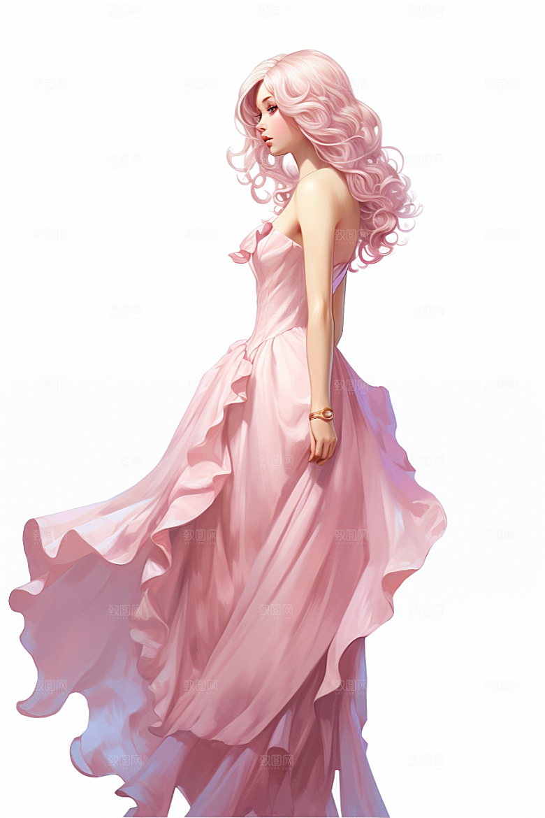 卡通婚纱二次元新娘插画