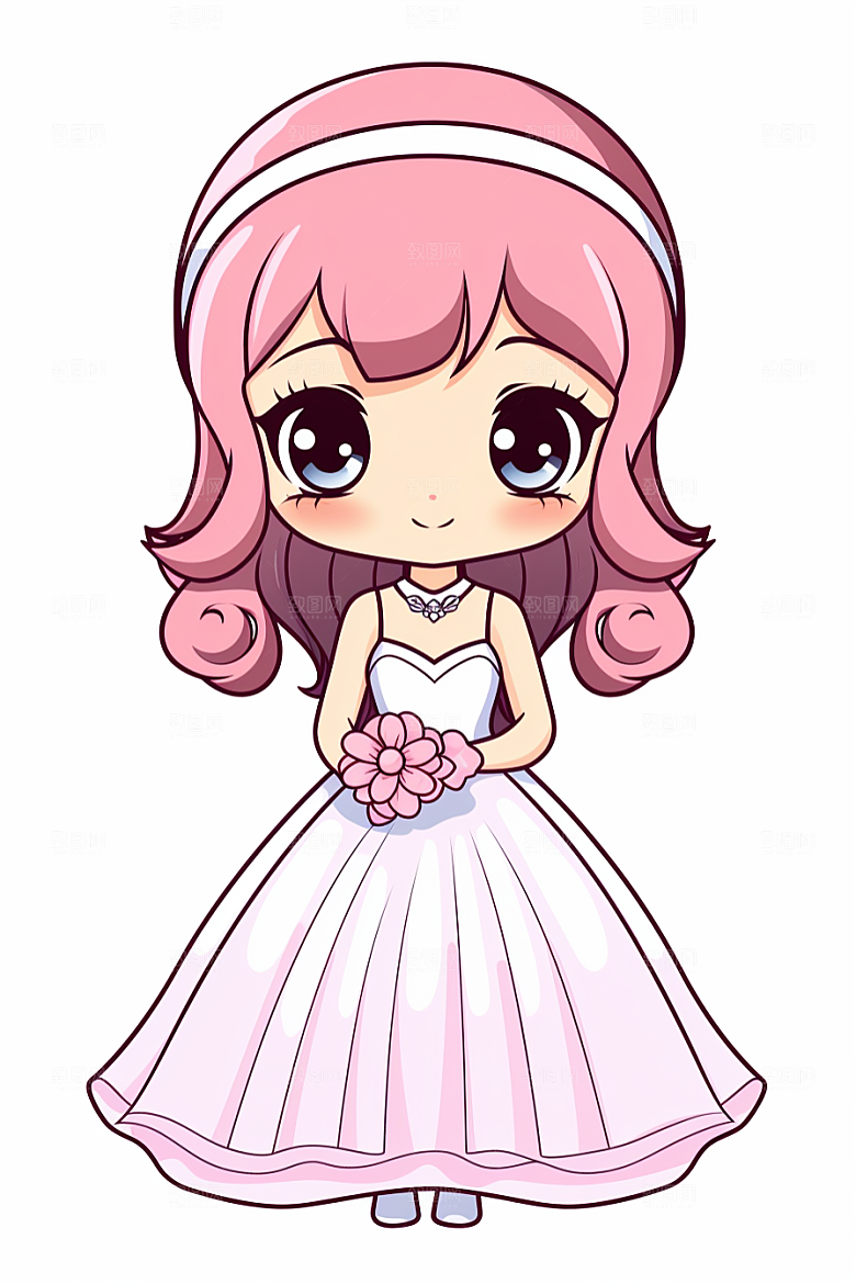 卡通婚纱结婚纯洁插画