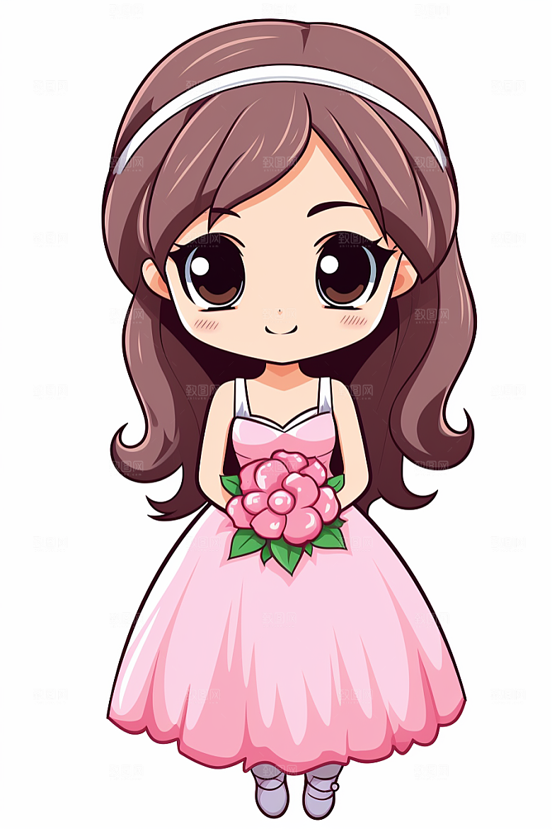 卡通婚纱高清手绘插画
