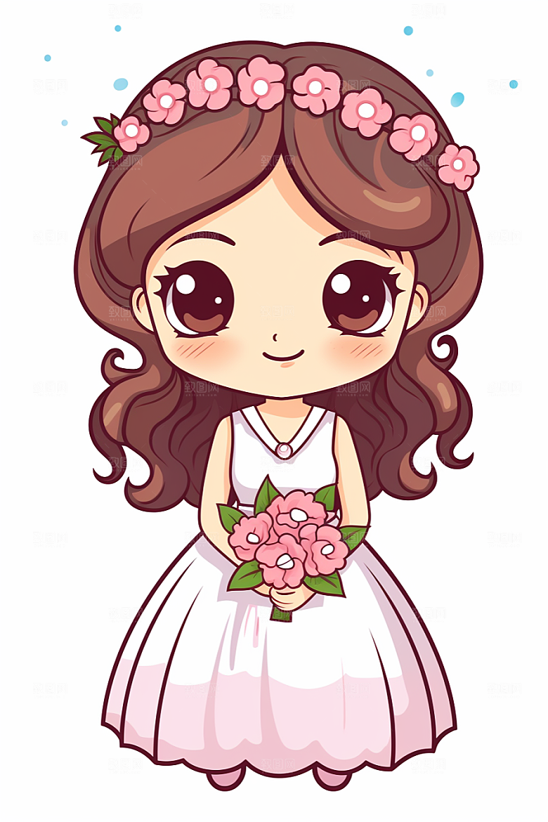 卡通婚纱唯美二次元插画