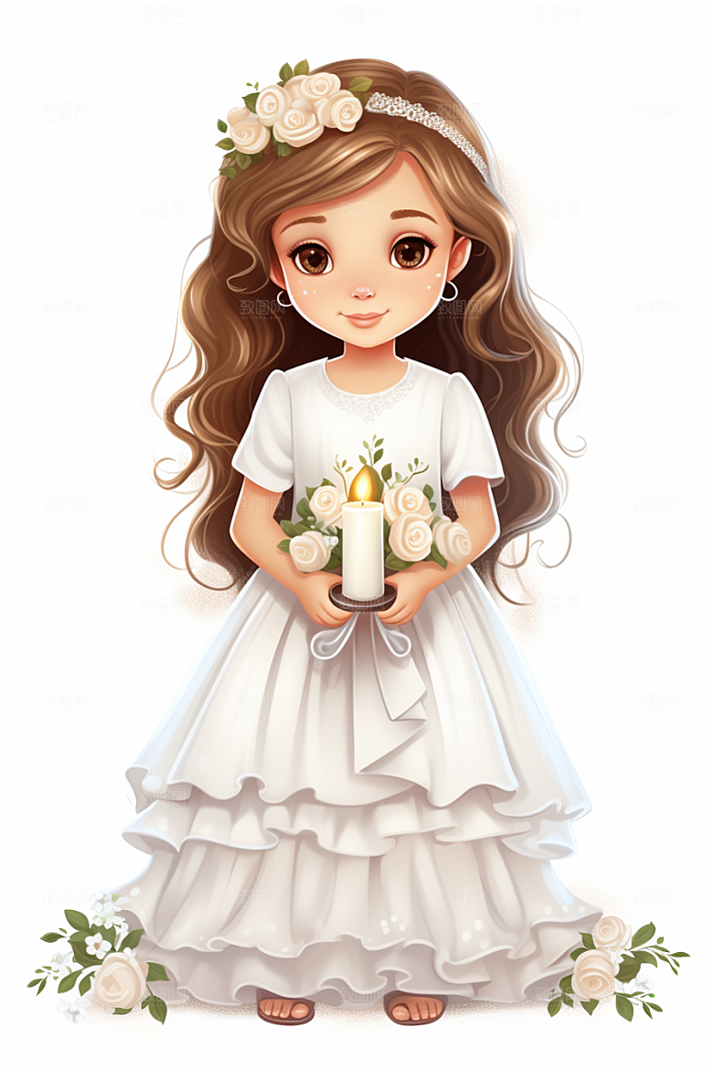 卡通婚纱二次元婚礼插画