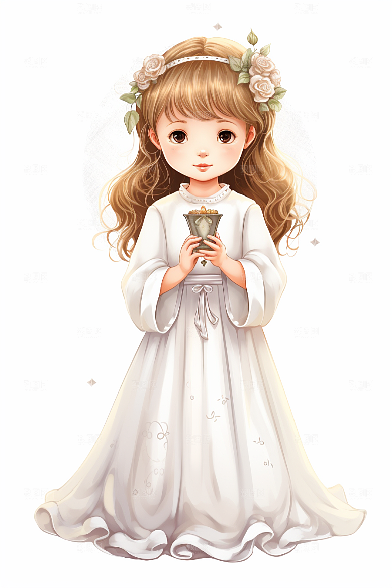 卡通婚纱纯洁唯美插画