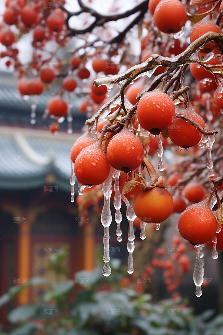深秋元素下霜秋季素材