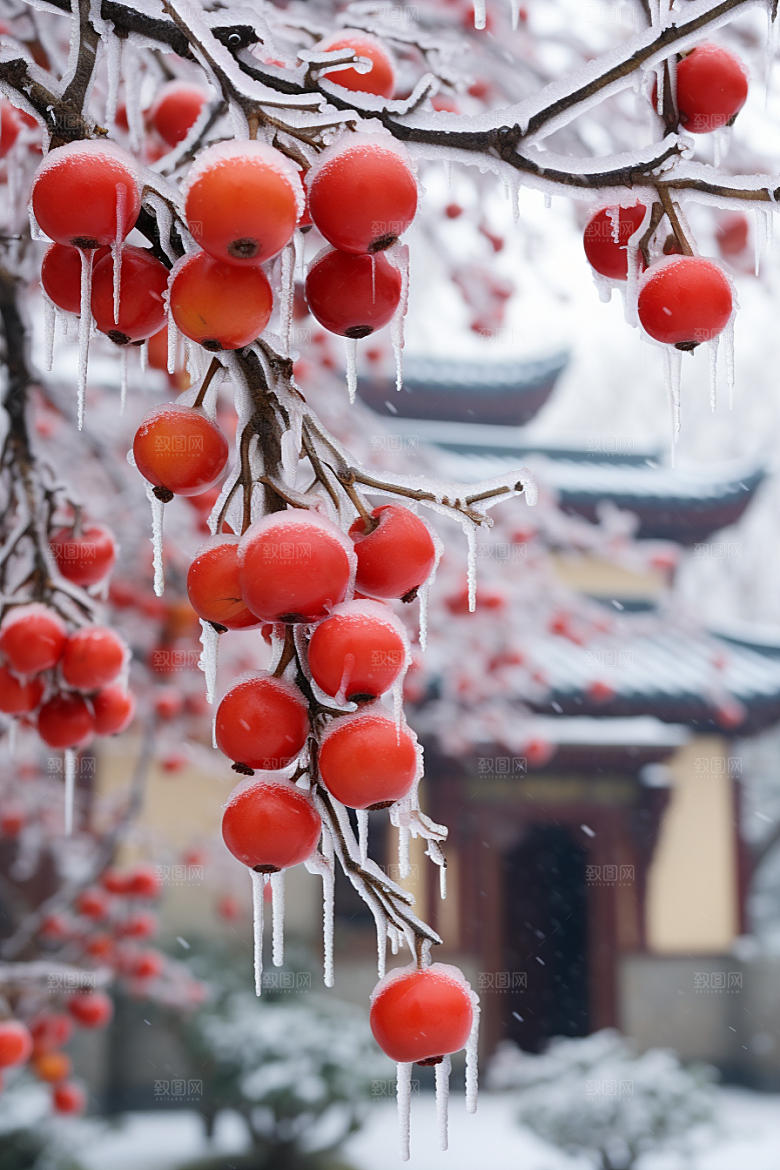 深秋元素霜降降温素材