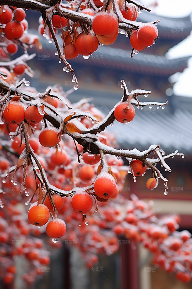 深秋元素自然下霜素材