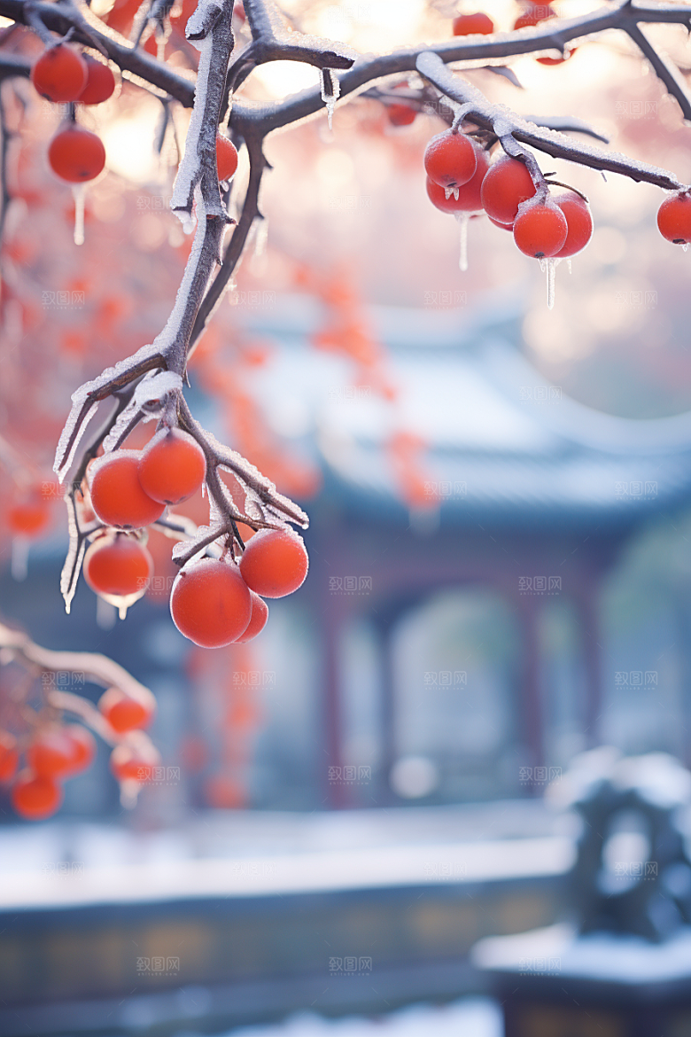 深秋元素寒冷霜降素材