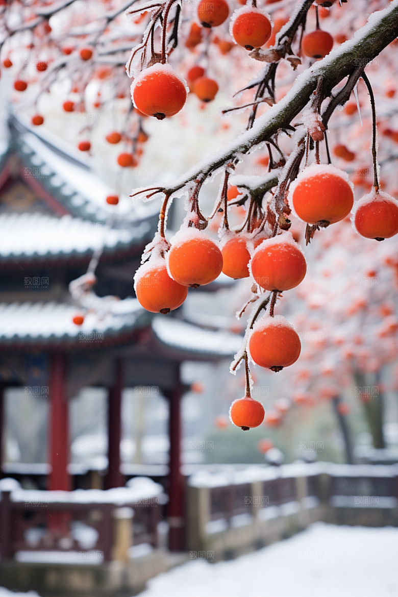 深秋元素降温下霜素材