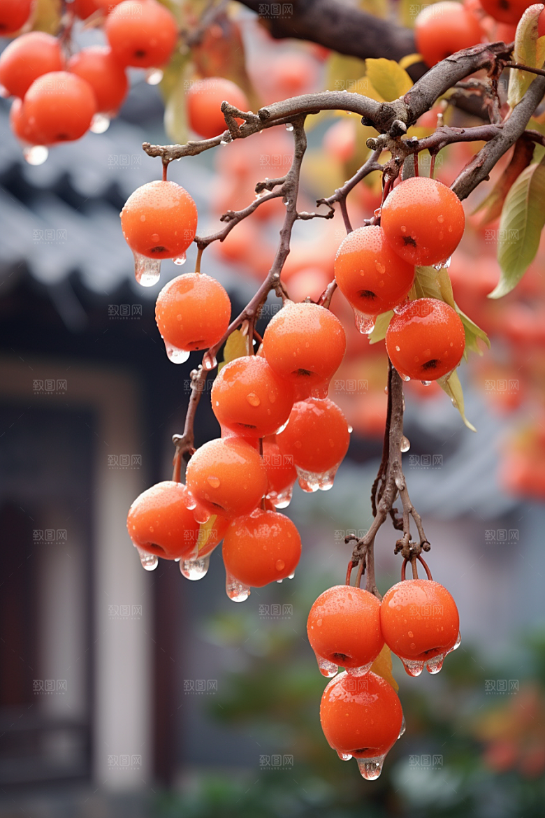 深秋元素下霜寒冷素材