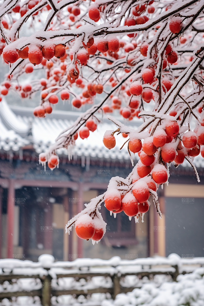 深秋元素下霜氛围素材