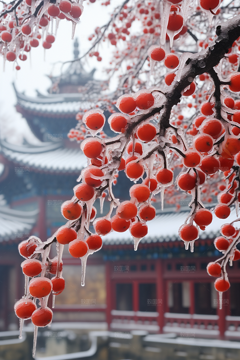 深秋元素氛围下霜素材