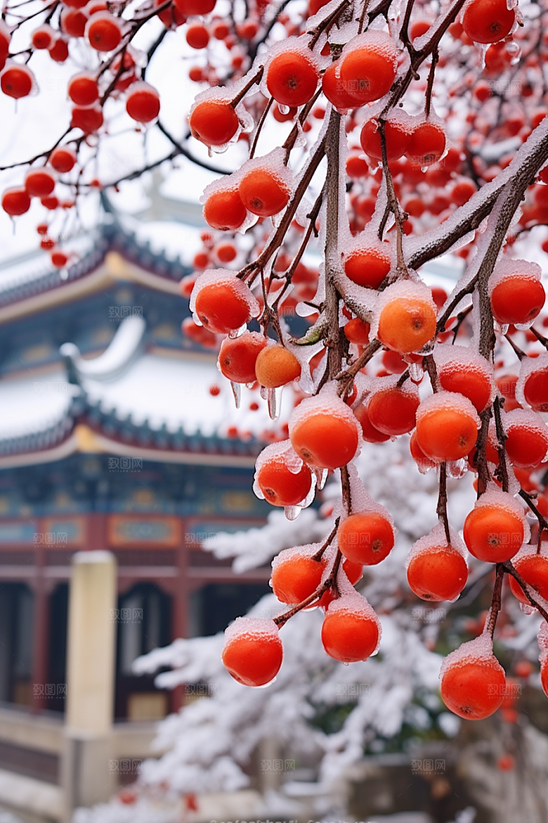 深秋元素下霜氛围素材