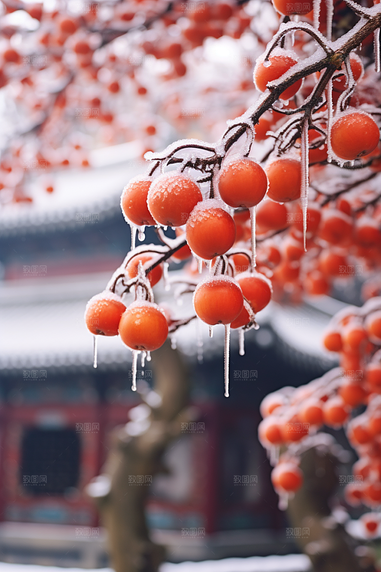 深秋元素降温霜降素材