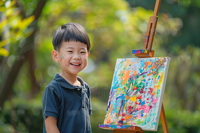 儿童绘画色彩画板摄影图