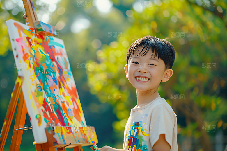 儿童绘画教育教学摄影图