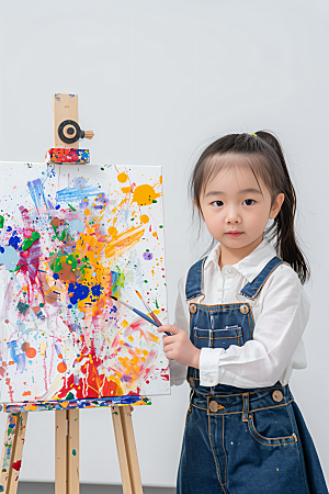 儿童绘画油画画板摄影图