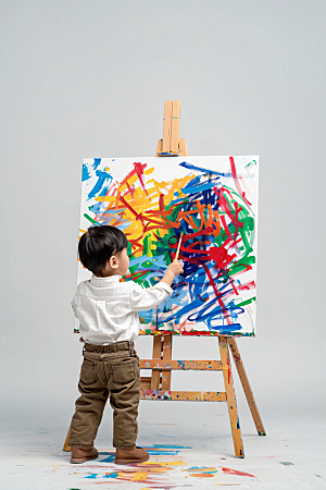 儿童绘画教育色彩摄影图