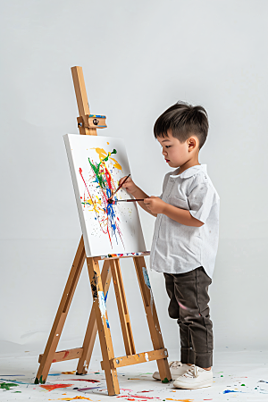儿童绘画美术油画摄影图