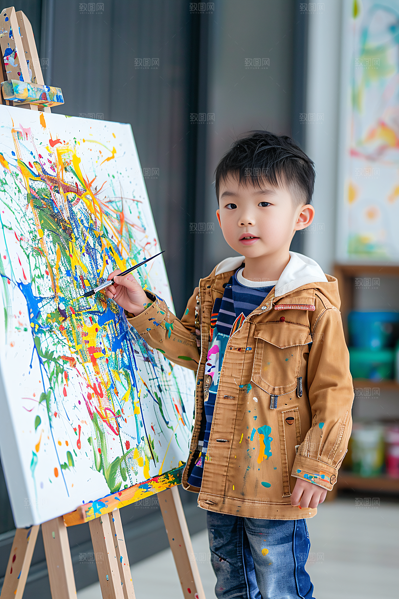 儿童绘画教学油画摄影图