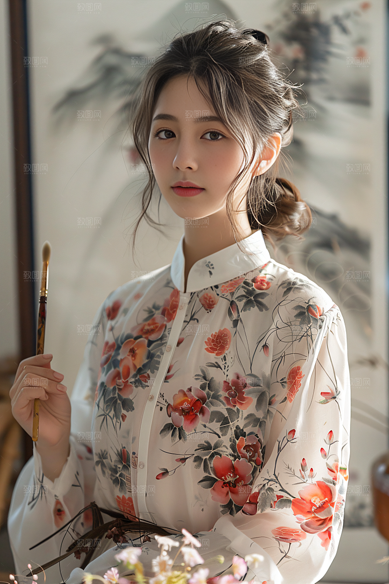 儿童绘画课堂教育摄影图