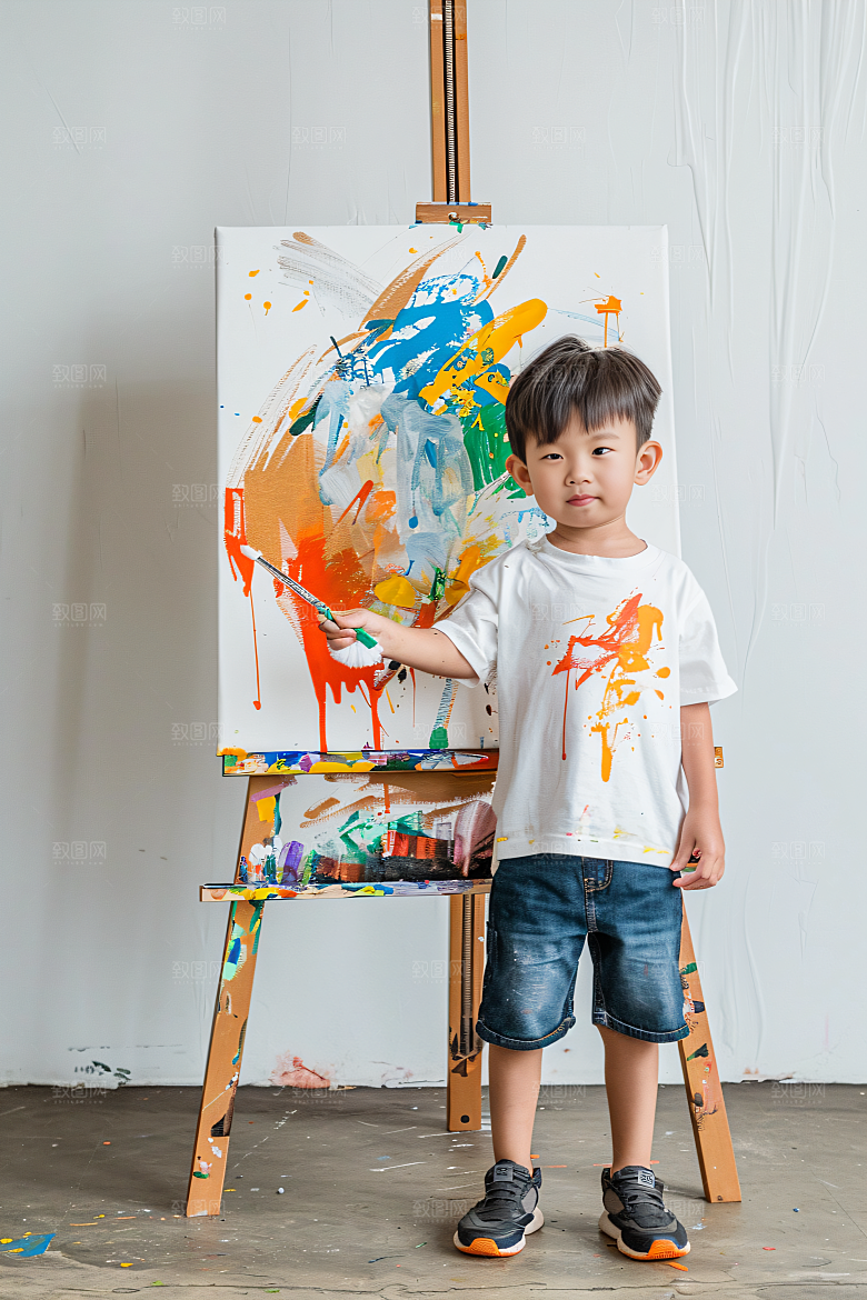 儿童绘画课堂教学摄影图