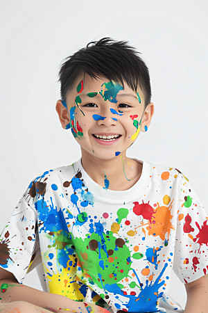 儿童绘画颜料涂鸦摄影图
