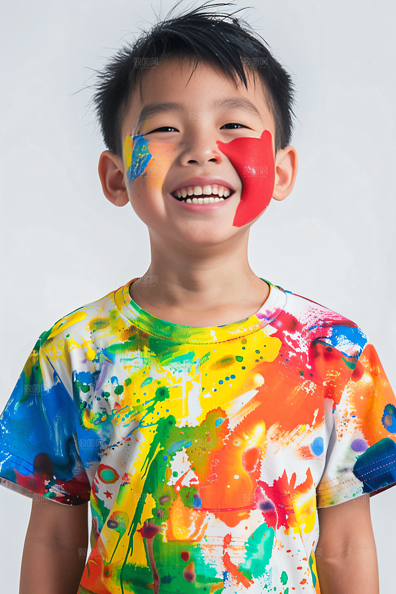 儿童绘画油画课堂摄影图