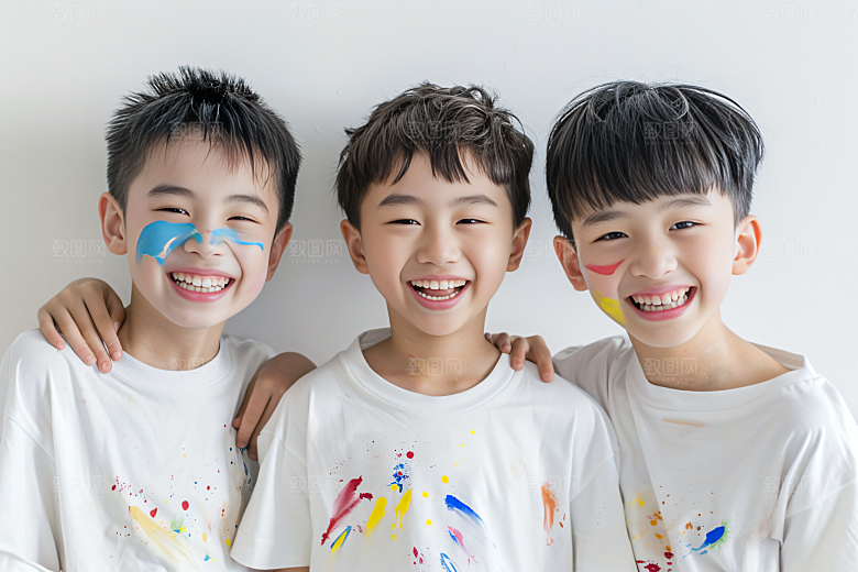 儿童绘画色彩油画摄影图