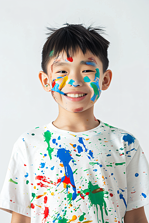 儿童绘画颜料教学摄影图