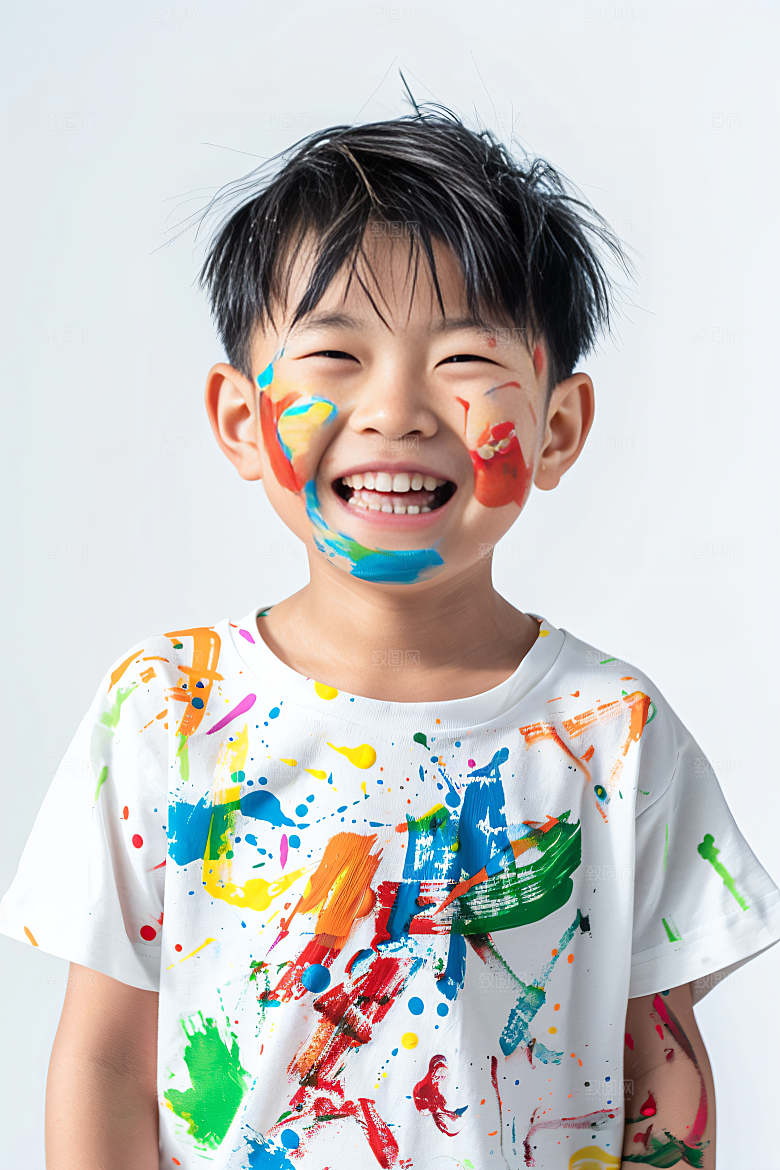 儿童绘画油画色彩摄影图
