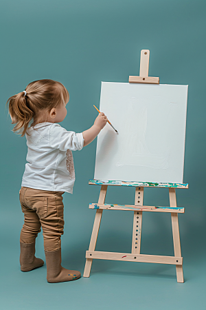儿童绘画教育肖像摄影图