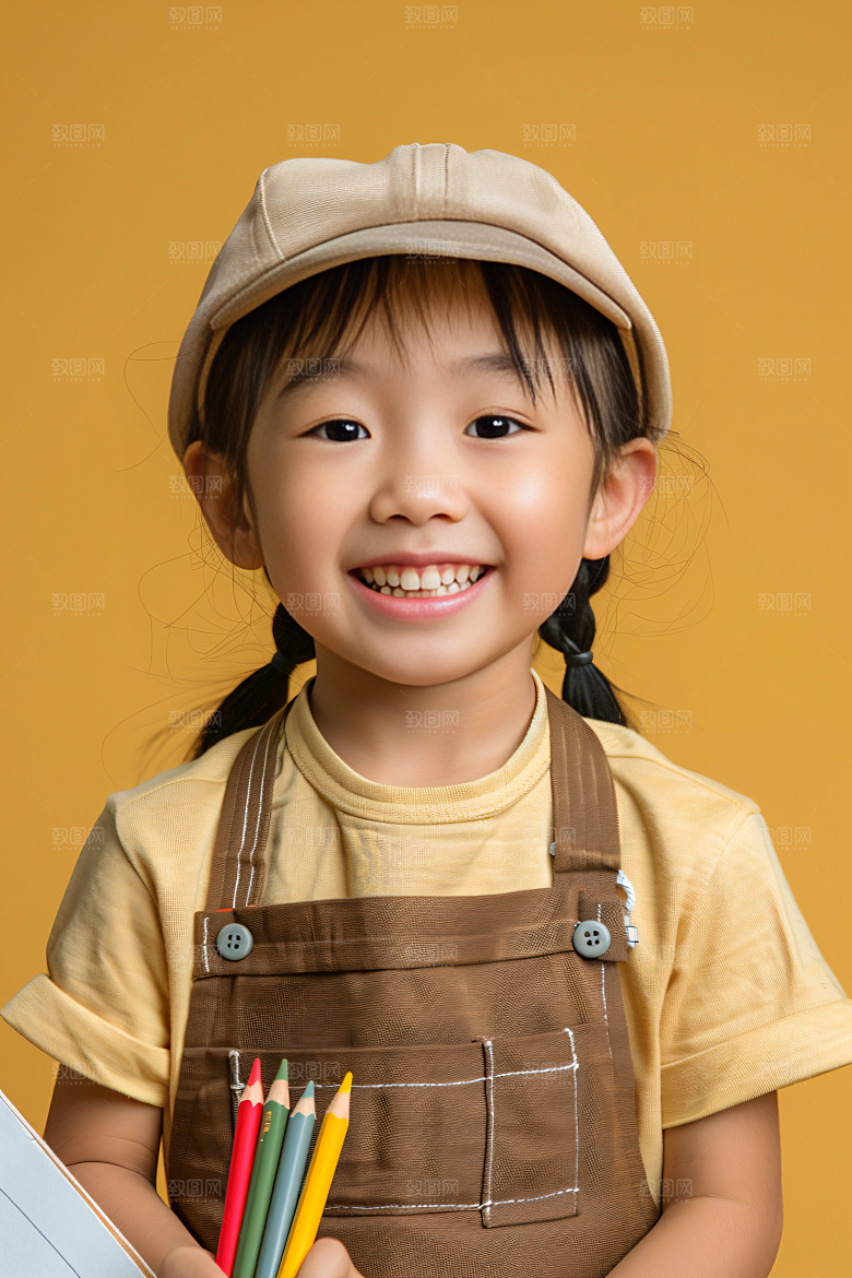 儿童绘画颜料美术摄影图