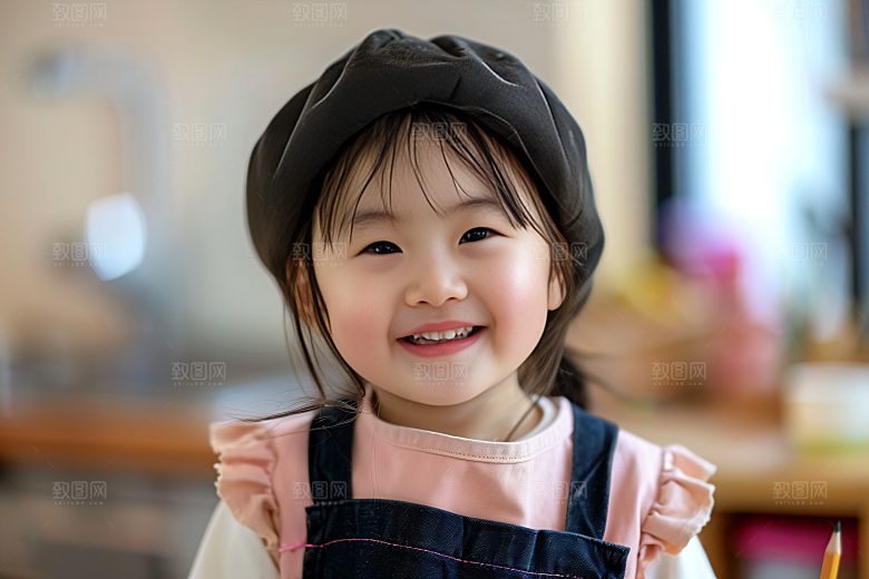 儿童绘画涂鸦肖像摄影图