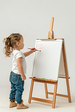 儿童绘画课堂油画摄影图