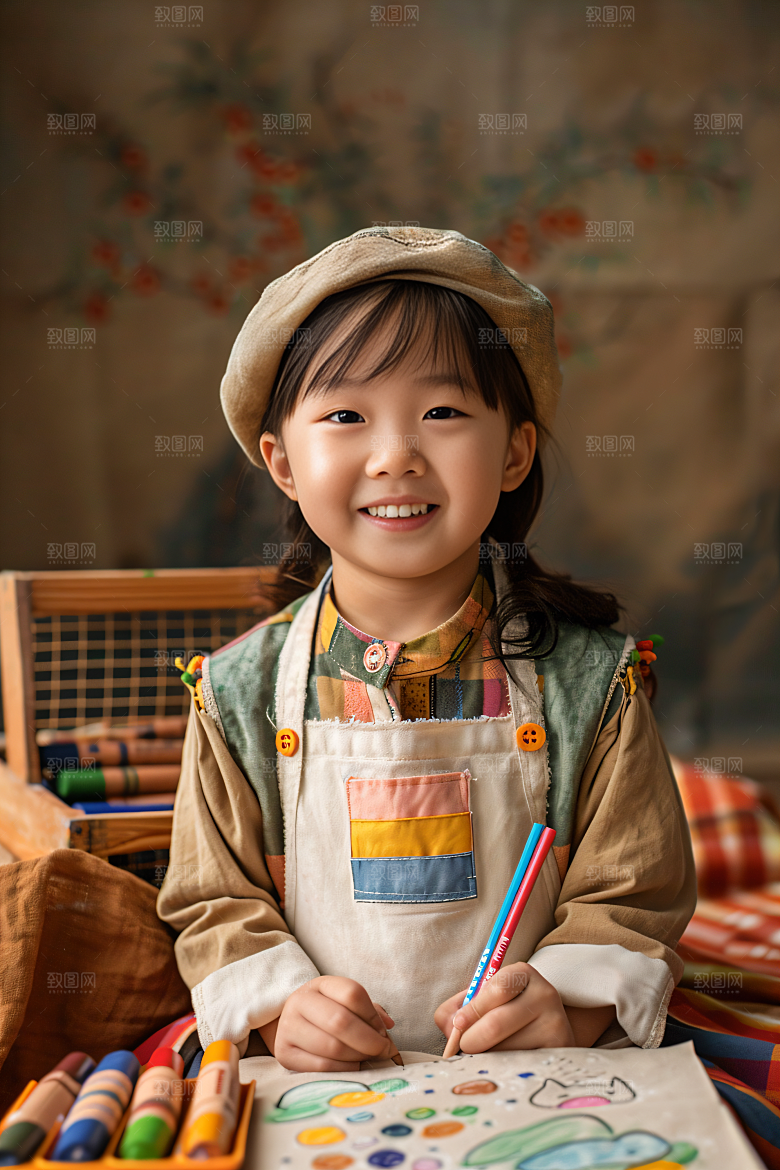 儿童绘画美术色彩摄影图