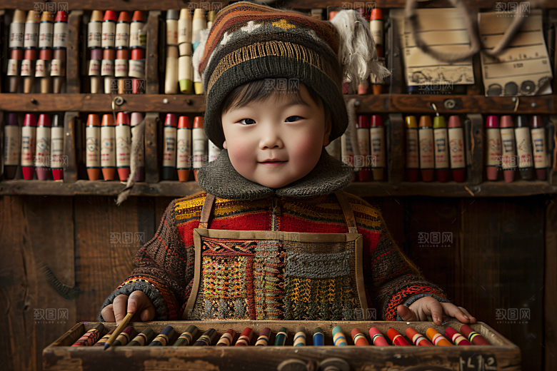 儿童绘画美术人物摄影图