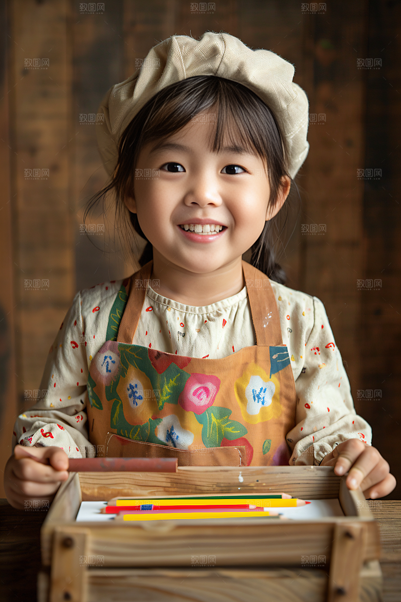 儿童绘画高清油画摄影图