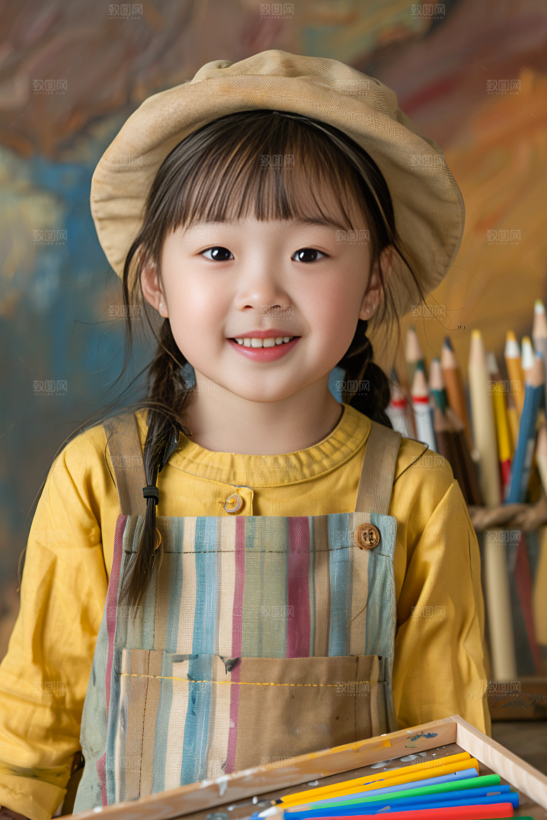 儿童绘画色彩颜料摄影图