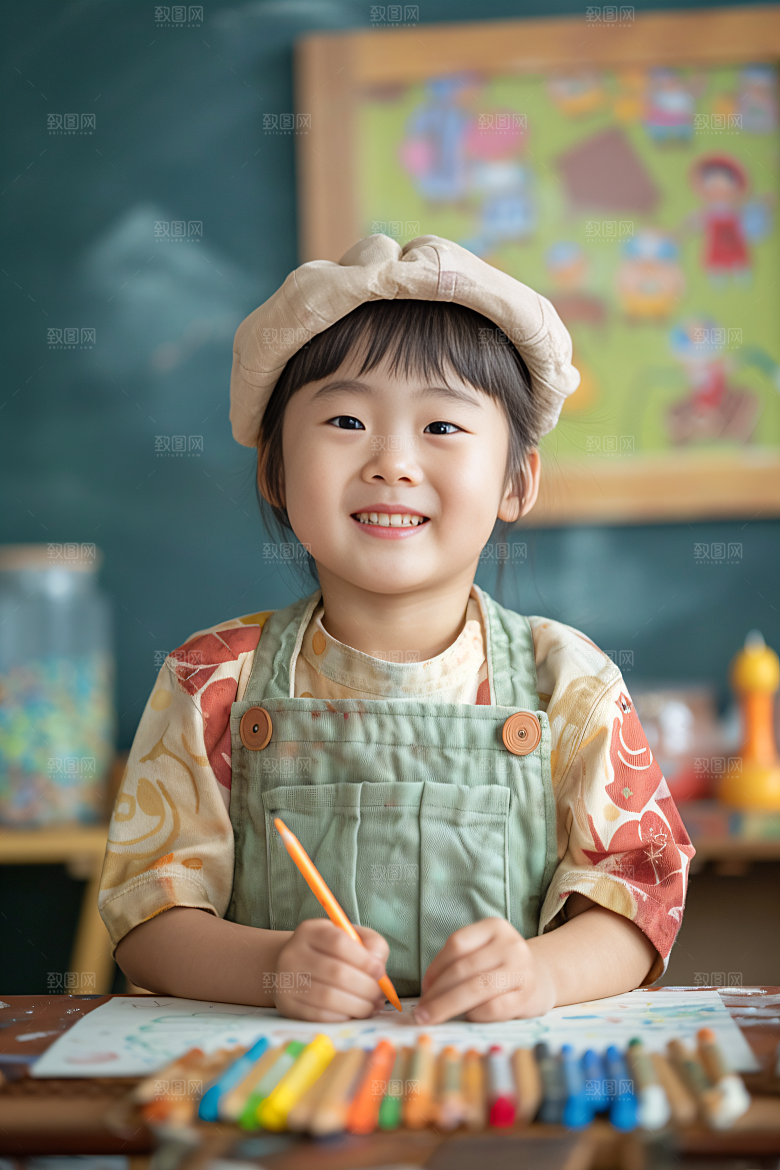 儿童绘画课堂小画家摄影图