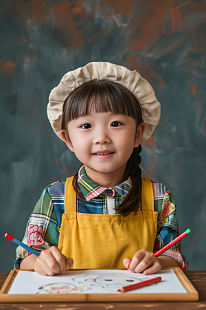 儿童绘画教学教育摄影图